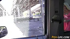 Blonde teen sucks in POV outdoor scene