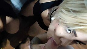 Two Naughty Women Sharing Husbands In Bisexual Blowjob Action.