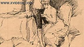 Retro erotic illustration captures vintage sensual charm in detail