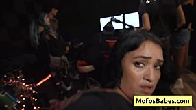 Nia Bleu feels so horny getting fucked on stage by Brett Maker.