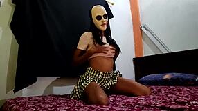 Brunette Student Dances Seductively On Bed Waiting For Halloween Sex With Boyfriend