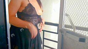 Asian girl feels wet outdoors