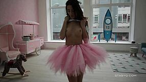 omg, sveta looks so cute dancing in her pink ballerina tutu dress