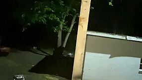 late night blowjob on porch with wife