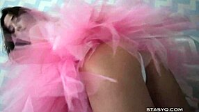 omg, sveta looks so cute dancing in her pink ballerina tutu dress