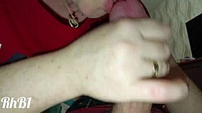 Closeup blowjob and handjob on big cock leading to cumshot