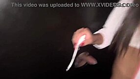 skinny girl dances and sucks cock at the club