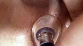 close up anal tunnel with vibrator and dildo leading to cum