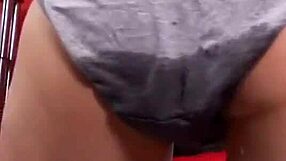 Blonde girl peeing in her panties