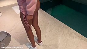 Skinny girl in sweatshirt dominates with deepthroat, gagging, and cum in mouth