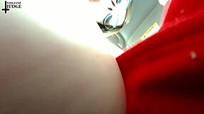 Giantess hides tiny man in huge tits