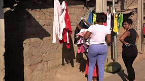 Skinny african bends over for homemade doggystyle with monster black cock