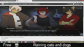 Raining cats and dogs in this intriguing furry erotic scene tonight.