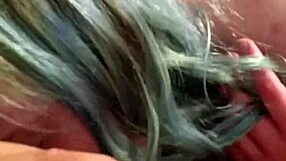 Blue Hair Girl Gives Long Blowjob