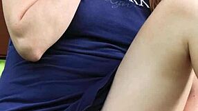 Watching a sexy voyeur rubbing her pussy in the park