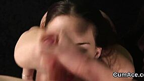 Kinky Babe Swallows Sperm Load After Blowbang POV