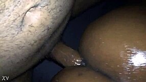 Can you believe this fun-sized ebony babe takes that long black cock?