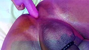 He inserts dildo anally, bringing orgasm.