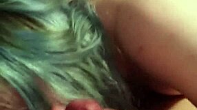 Blue Hair Girl Gives Long Blowjob