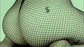 Sexy fishnet babe worships ass with slaps in POV