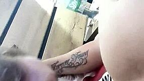 Danielle Roy sucks and jacks Cody in foreplay.