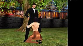 Sweet appetizer in cartoon sex scene.