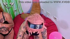 Latina friends playing with balloons in fun session