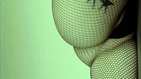 Sexy fishnet babe worships ass with slaps in POV