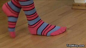 Teen Tiny Miley Undresses, Rips Clothes, And Fingers Her Petite Pussy Teasingly