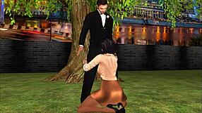 Sweet appetizer in cartoon sex scene.