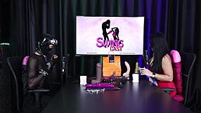 ramona tries blowjob on giant toy in sheer red lingerie