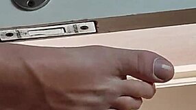 Close up of big dick and feet teasing in homemade scene