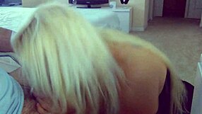 Slutty milf cuckold sucks big cock and swallows cum.