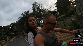 amateur thai girlfriend blows him after sweaty workout