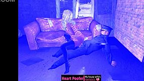 Uptown girl with her downtown lover in cartoon sex