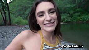 FUCKING busty stranger in the NATURE by the river!