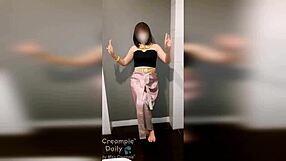 thai dancer in uniform shows off big tits in asian style