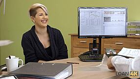 Loan4k girl masturbates during loan interview!