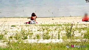 Ebony babe shows us how to get any guy next to the lake with cowgirl sex and boobs