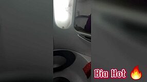 Bia hot morena safada feels wild desire while masturbating in bus bathroom