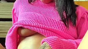 Brazilian babe talks dirty while showing pussy with anal plug