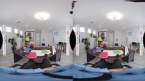 Abby Adams fucks you in your office wearing stockings and lingerie.