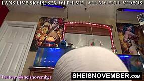 Msnovember in flirty white dress flashes upskirt in bedroom
