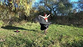 I dance in bikini and lingerie outdoors