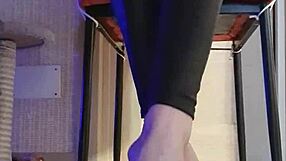 Dirty Babe in Leggings Fingers Herself in Shower