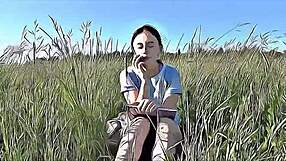 cartoon brunette teen squirts during masturbation and gets fucked hard