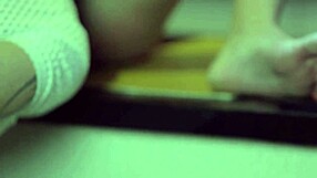 Blonde prostitute calls doorman to lick pussy