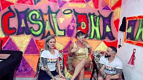 Hot Blonde Beatriz Sampaio Interview Turns into Bisexual Threesome with Kissing and Blowjob