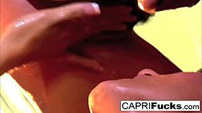 Capri and Charley Share Intense Brunette Lesbian Action with Big Tits