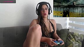 Petite Teen Latina Fingers Herself Intensely While Playing Video Game